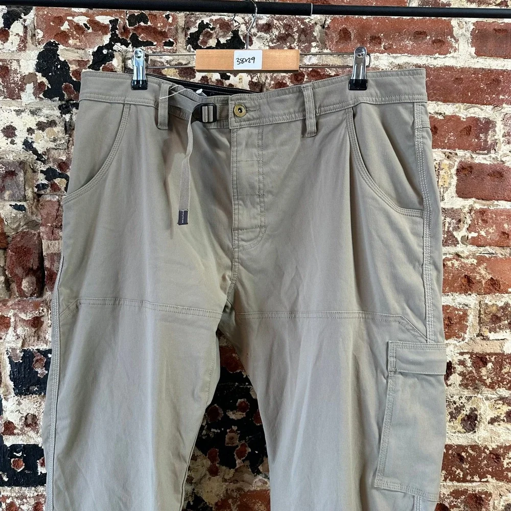 Prana Pants Men 38x29 tan Nylon Stretch Hike Camp Fish Gorpcore